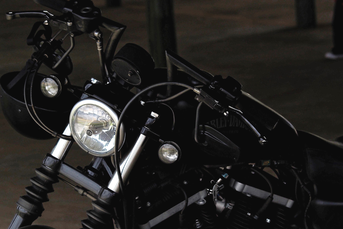 Detail of a restored vintage motorcycle